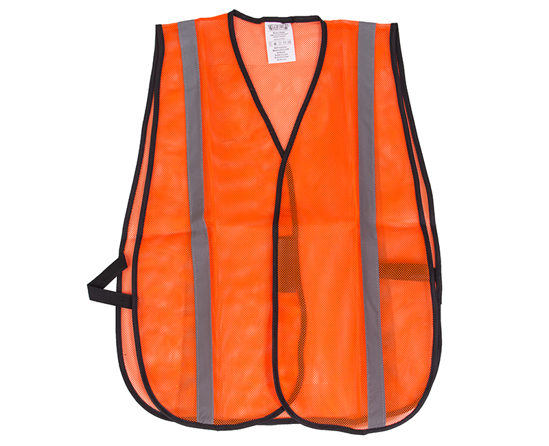 Orange Mesh Vest With 1" Silver Reflective Strip - Adjustable Closure