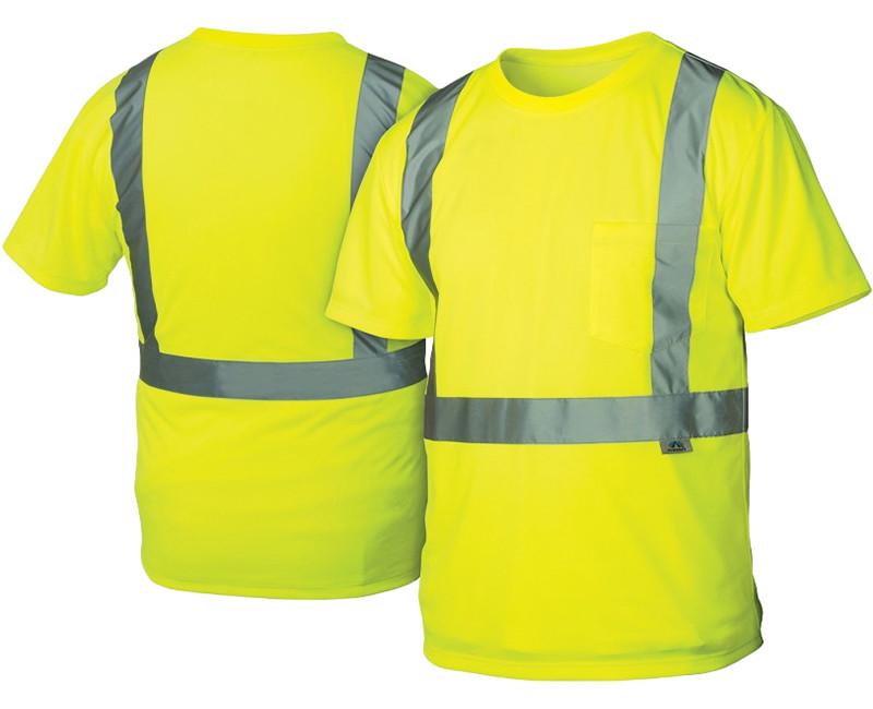 T-Shirts Hi-Vis Lime with 2" Silver Reflective Strip