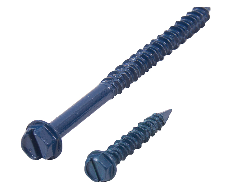 Xylan Blue Concrete Screws Hex Head Slotted - 3/16" X 2-1/4" With One Masonry Drill Bit