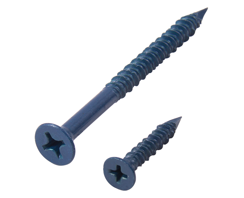 Xylan Blue Concrete Screws Flat Phillips - 3/16" X 1-1/4" With One Masonry Drill Bit