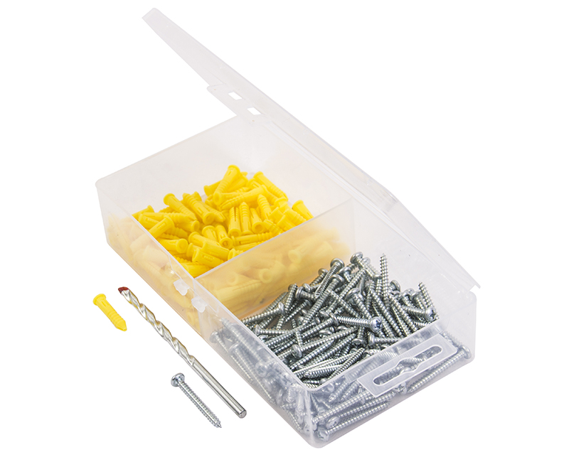 200 Pc. Plastic Ribbed Anchor Kit With Masonry Drill Bit - 6-8