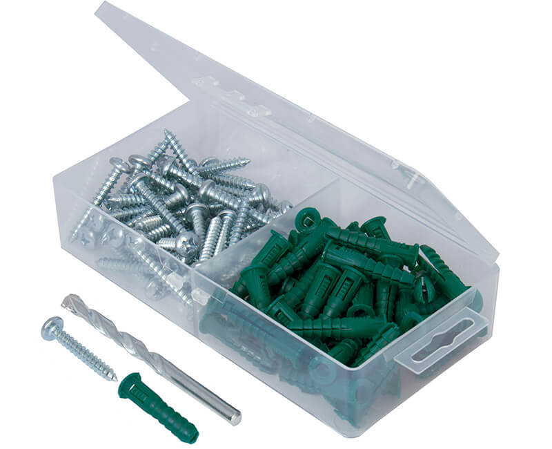 100 Pc. Plastic Ribbed Anchor Kit With Masonry Drill Bit - 14-16