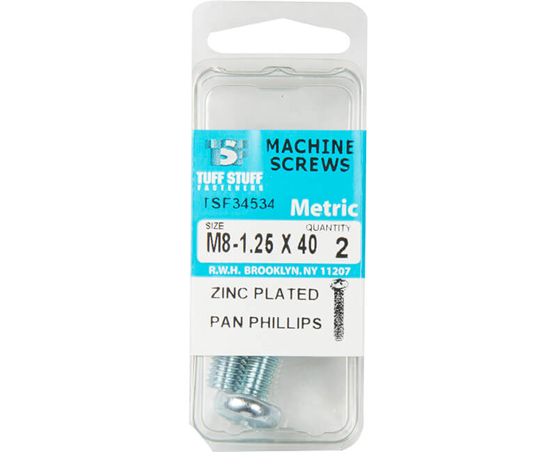 M8-1.25 x 40 Metric Machine Screw Pan Phillips ZP - 3 Piece Per Package