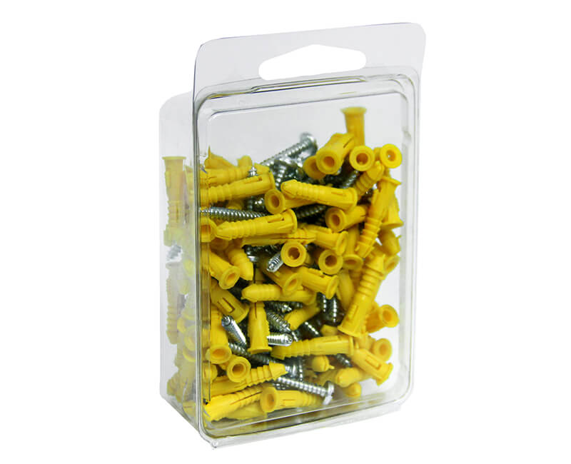 Ribbed Plastic Anchors With Screws - #6 - #8