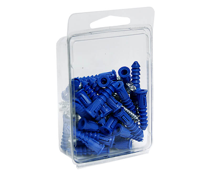 Ribbed Plastic Anchors With Screws - #10 - #12