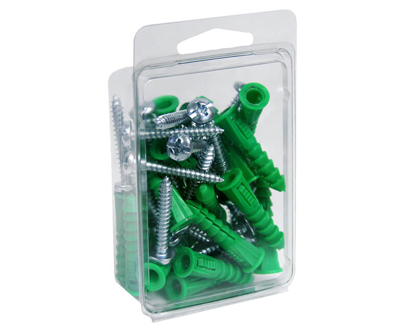 Ribbed Plastic Anchors With Screws - #14 - #16