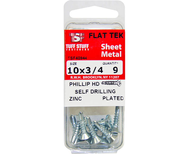 Self Drill Flat Tek Screws - 10" X 3/4"