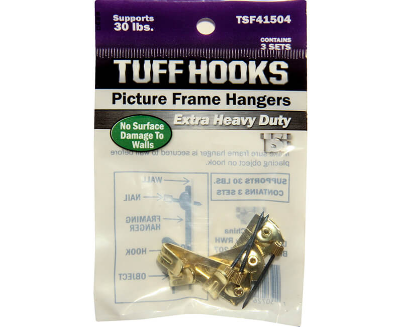 30 LB. Extra Heavy Picture Hooks - Brass Finish