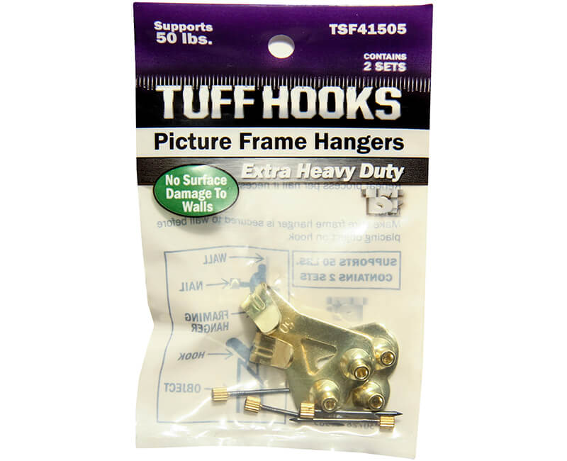 50 LB. Extra Heavy Picture Hooks - Brass Finish