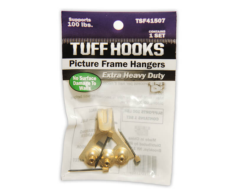 100 LB. Extra Heavy Picture Hooks - Brass Finish