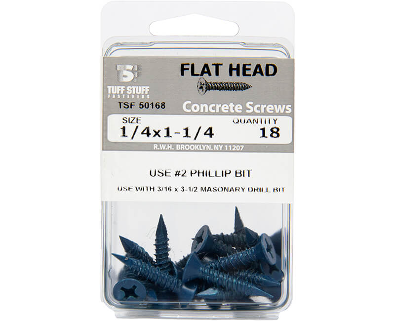 Concrete Screw Blue Xylan Flat Phillip - 1/4" X 1-1/4"