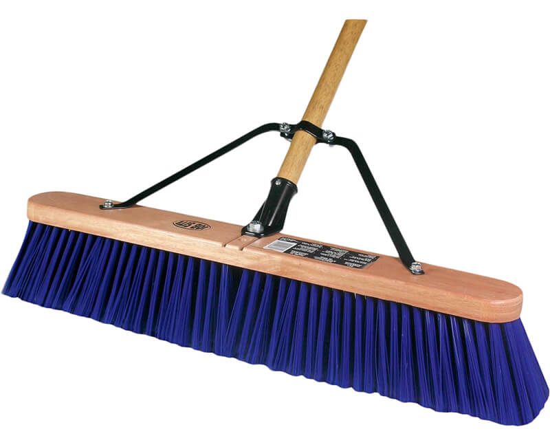 60" Wood Handle Push Broom - Blue