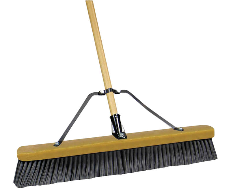 60" Wood Handle Push Broom - Black