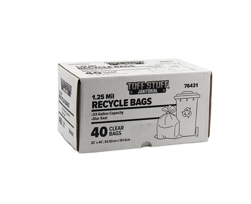 Recycle Bags Clear 1.25 Mil 33 Gal. (33"x40") 40 CT