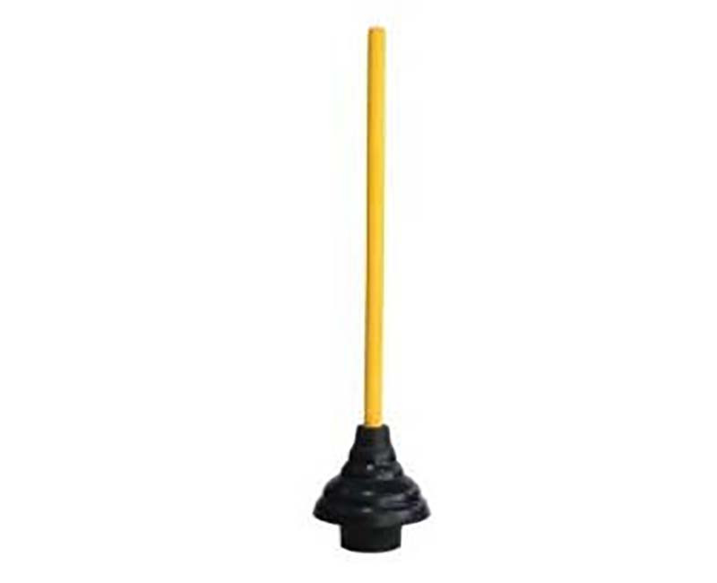 TOILET PLUNGER BLACK CAP 6" 18" WOOD HANDLE