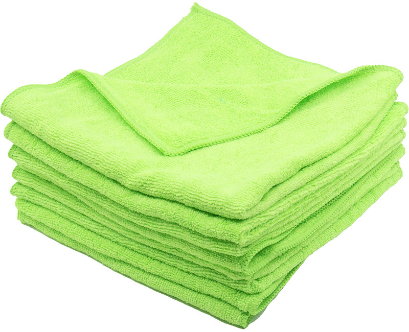 16" x 16" Neon Green Microfiber Cleaning Cloths - 8 Pack