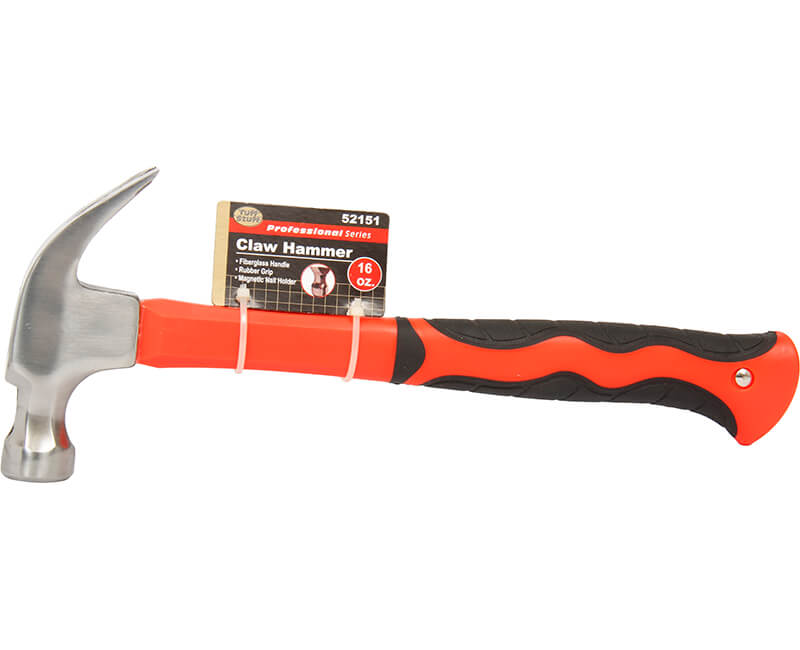 16 OZ. Claw Hammer With Rubber Fiberglass Handle