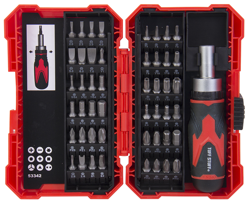 Ratchet Screwdriver Set CR-V Bits W/ Bit Holder Carded - 49 Pieces