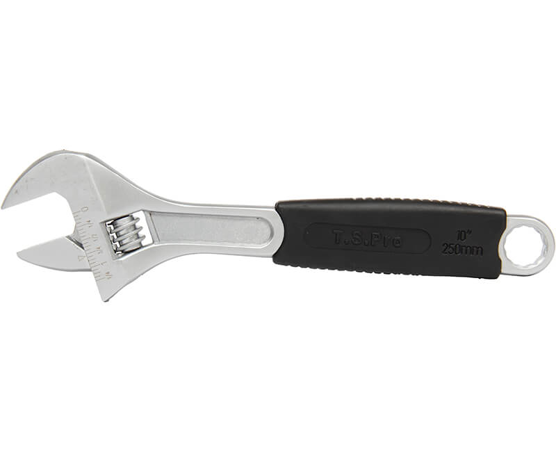 10" Adjustable Wrench With Rubber Grip