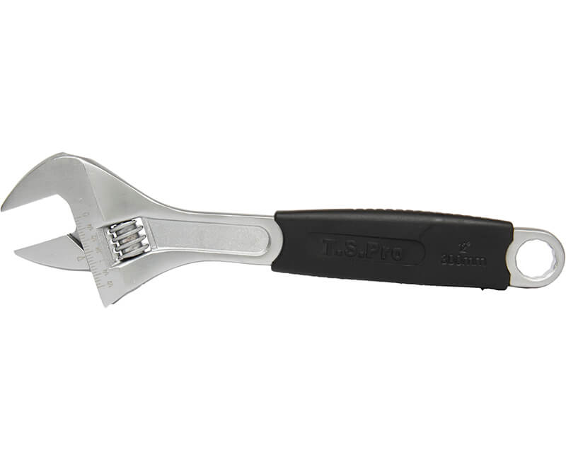 12" Adjustable Wrench With Rubber Grip