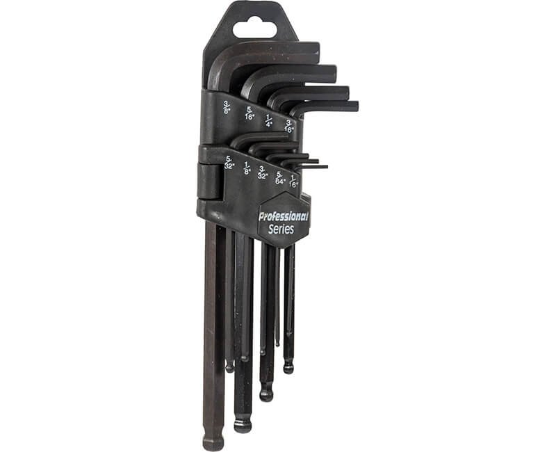 9 PC. Long Hex Key Set With Ball End
