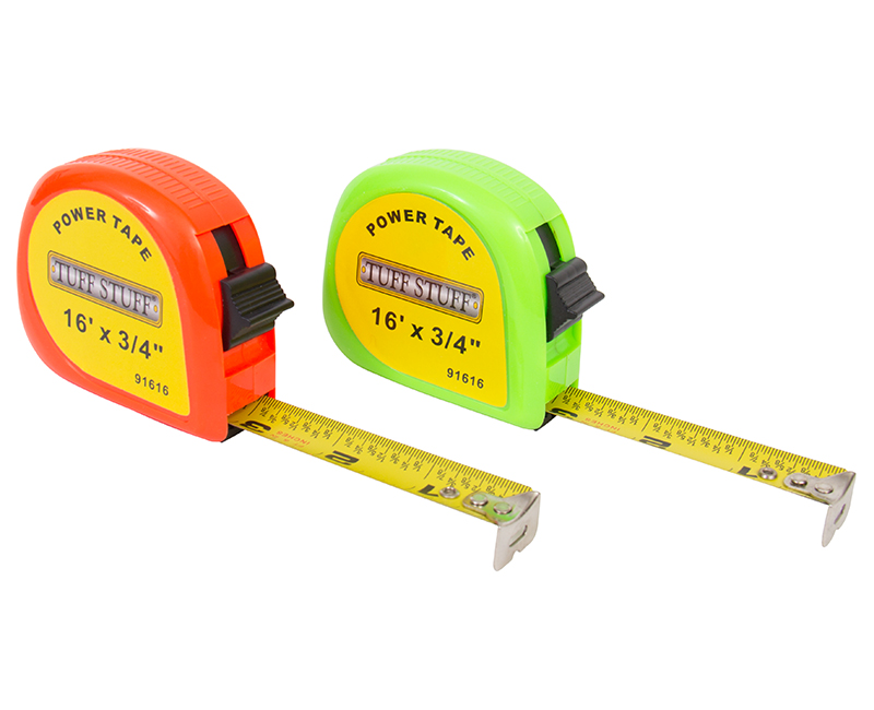 3/4" X 16' Orange and Green Neon Color Power Tape Measures - 3 of Each Color