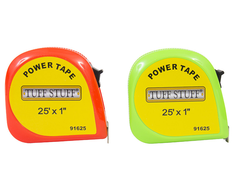 1" X 25' Orange and Green Neon Color Power Tape Measures - 3 of Each Color