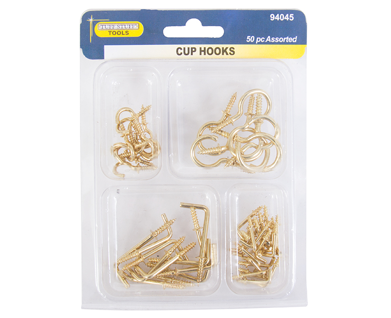 50 PC. Assorted Brass Plated Cup Hooks