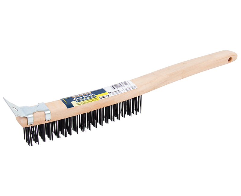 3 X 19 Wire Brush With Long Wood Handle and Scraper