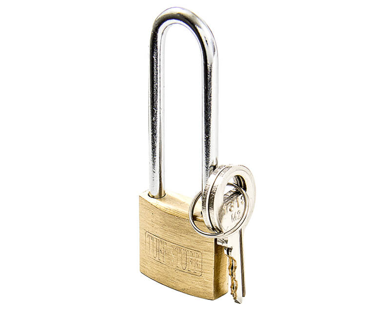 1" Brass Padlock With Long Shackle - KD Carded