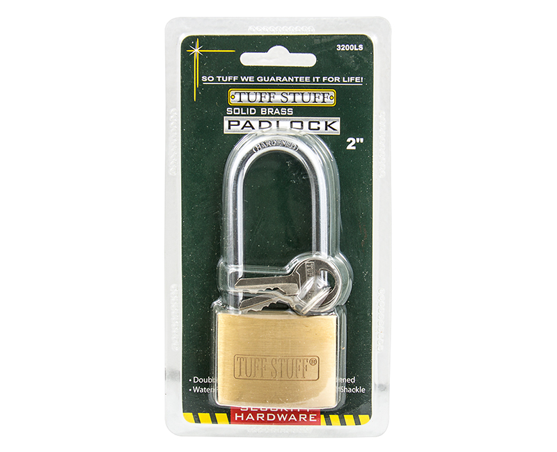 2" Brass Padlock With Long Shackle - KD Carded