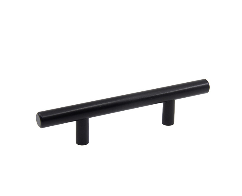 CABINET DOOR/DRAWER PULL ROUND BAR 5.75" OVERALL SIZE 3" CC MATT BLACK FINISH