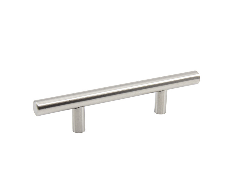 CABINET DOOR/DRAWER PULL ROUND BAR 5.75" OVERALL SIZE 3" CC SATIN NICKEL FINISH