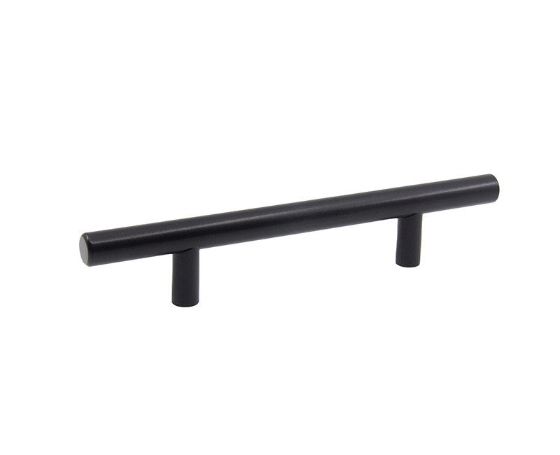 CABINET DOOR/DRAWER PULL ROUND BAR 6.75" OVERALL SIZE 96MM CC MATT BLACK FINISH