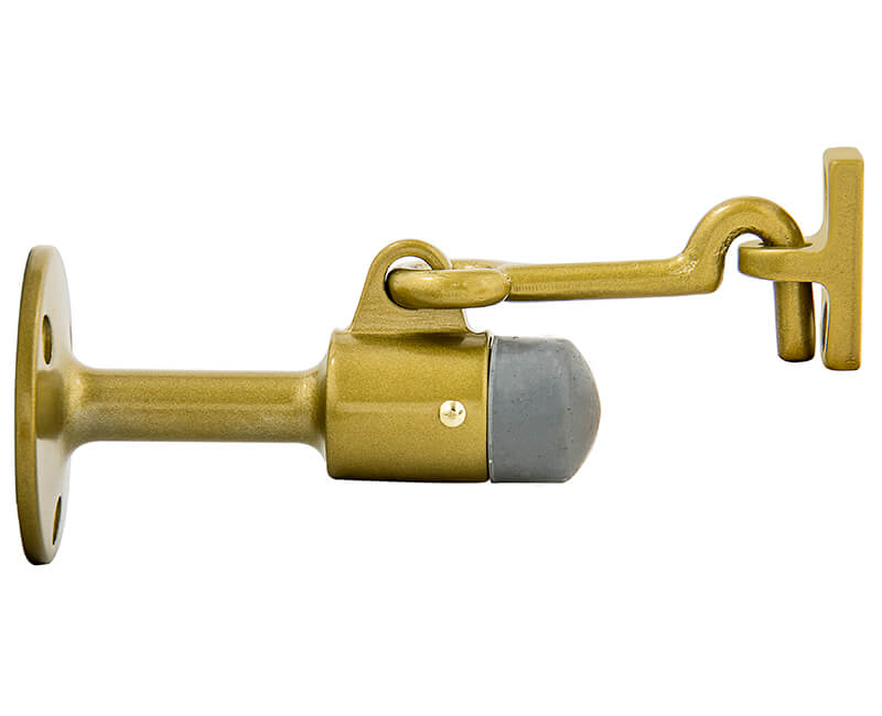 Wall Mounted Hook Door Stop - Brass Plated