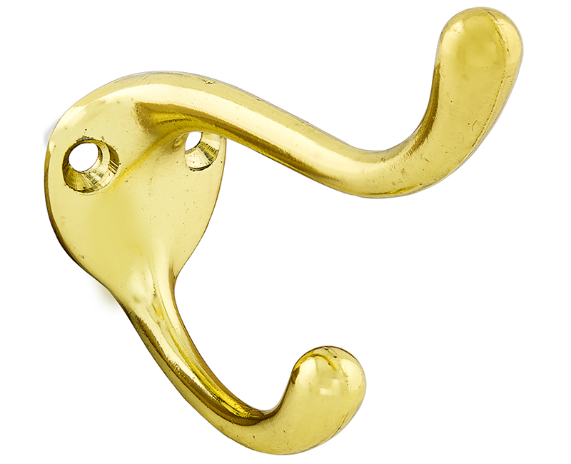 Heavy Duty Coat and Hat Hook - Brass Plated Bulk