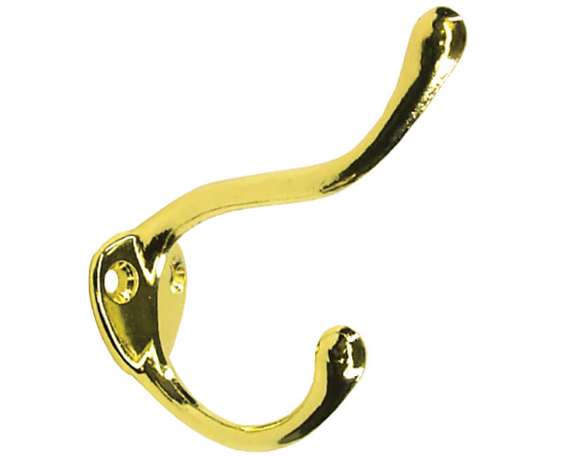 Extra Heavy Duty Coat and Hat Hook - Brass Plated Polybag