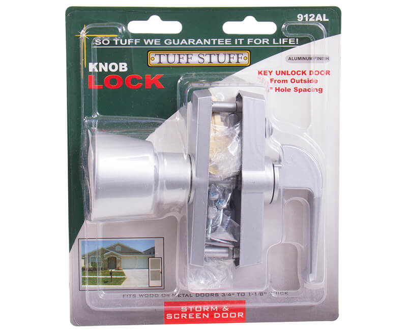 Tulip Knob Storm Door Latch With Key Cylinder - Aluminum Finish