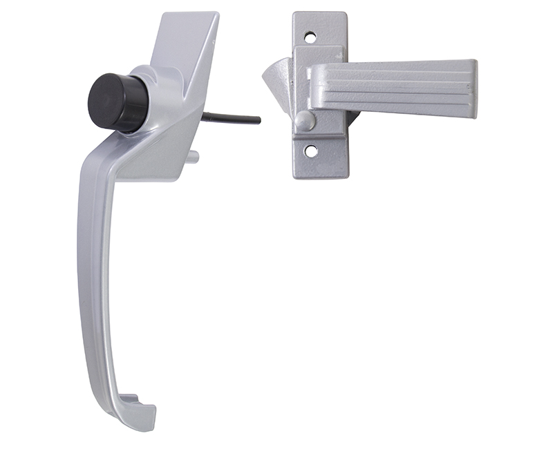 Push Button Screen Door Latch With 1-1/2" Hole Spacing - Aluminum Finish