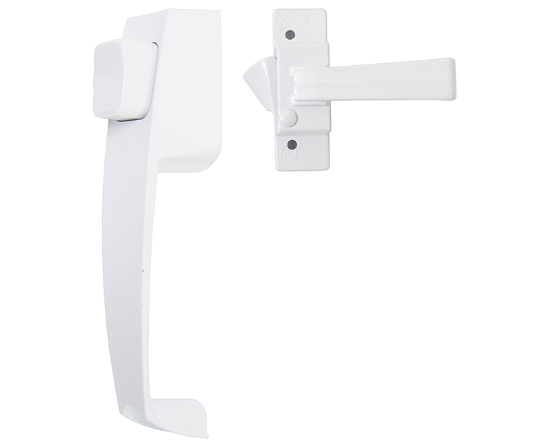 Push Button Screen Door Latch With 1-1/2" Hole Spacing - White Finish