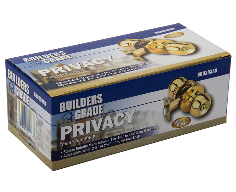 Builder's Grade Ball Style Lockset Privacy Adj. Backset Boxed - US3