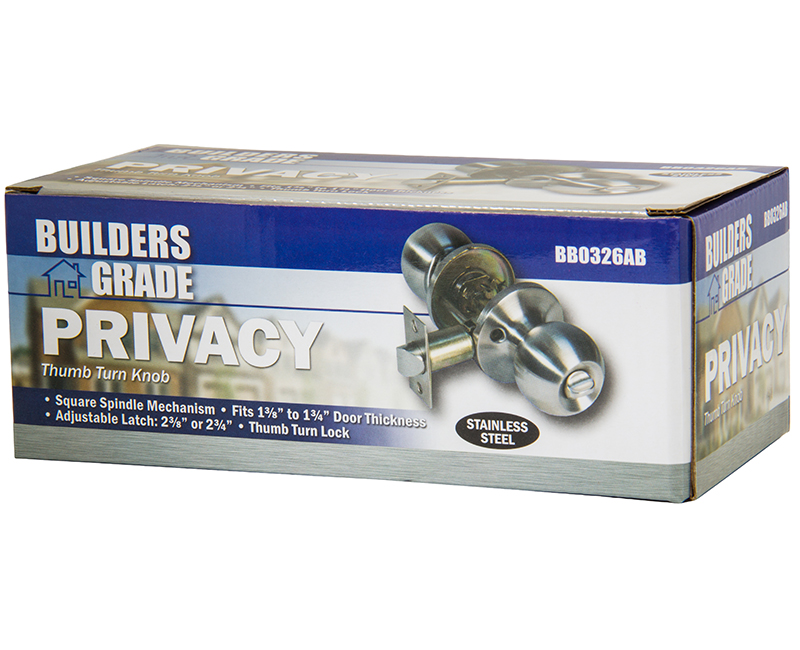 Builder's Grade Ball Style Lockset Privacy Adj. Backset Boxed - 32D