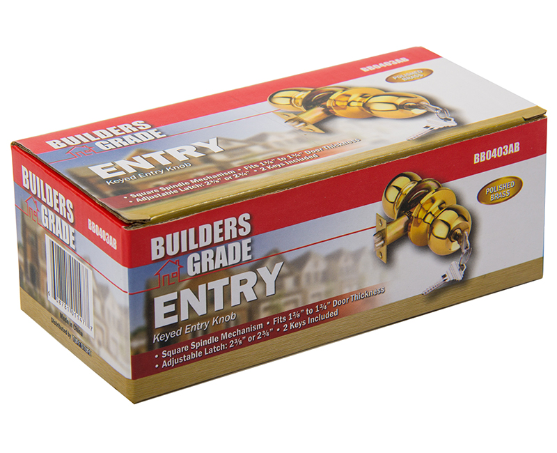 Builder's Grade Ball Style Lockset Entry Adj. Backset Boxed - US3