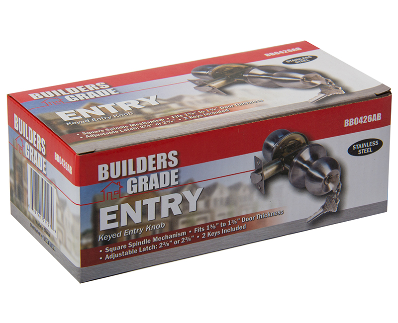 Builder's Grade Ball Style Lockset Entry Adj. Backset Boxed- 32D