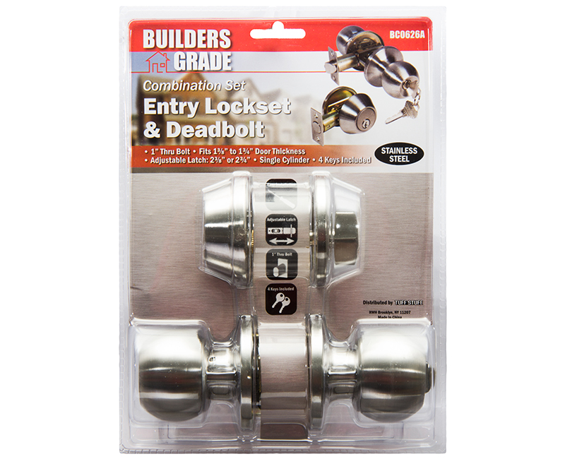 Builder's Grade Ball Style Lockset Combo Carded - 32D