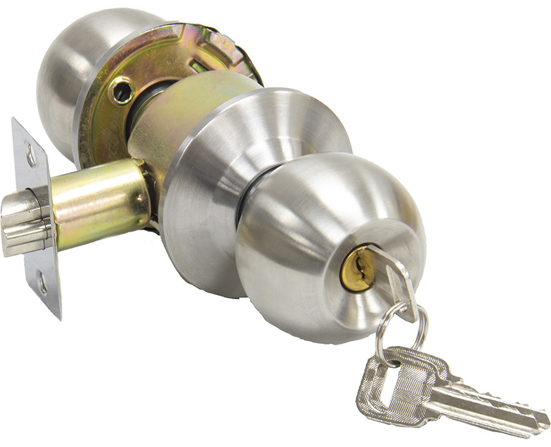 Builder's Grade Ball Style Lockset Entry 2-3/8" Backset Carded - 32D