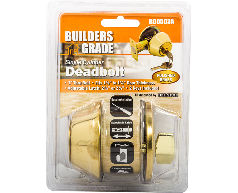 Builder's Grade Deadbolt Single Cylinder Adj. Backset Carded - US3