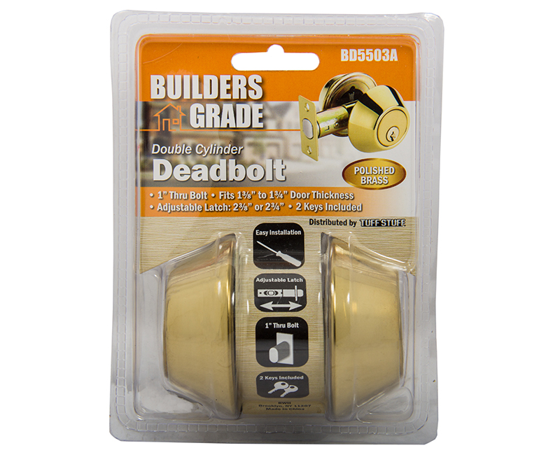 Builder's Grade Deadbolt Double Cylinder Adj. Backset Carded - US3