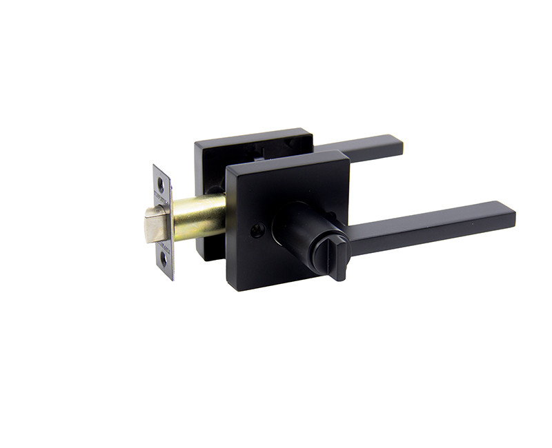 Heavy Duty Entry Lockset Flat Lever Squar Rosette Matt Black Carded