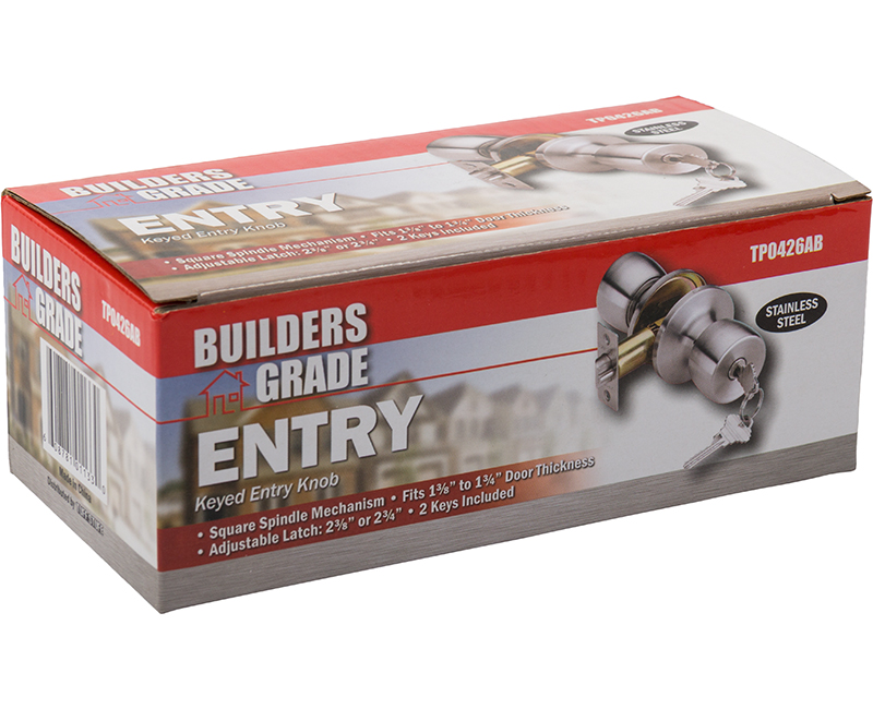 Builder's Grade Tulip Style Lockset Entry Adj. Backset Boxed - 32D